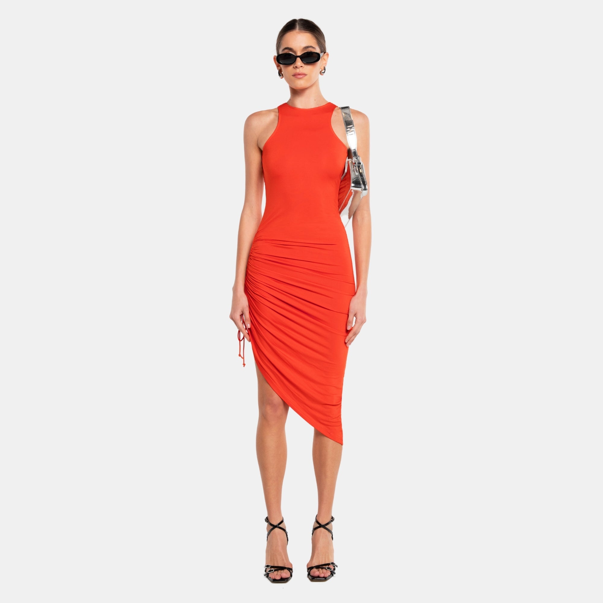 OW Collection HALTERNECK Ruched Dress Account 200 - OW Red