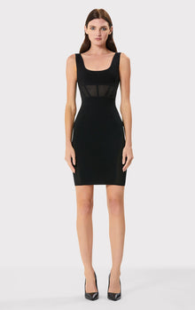 Hervé Léger X Law Roach Sheer Intarsia Corset Mini Dress | Black