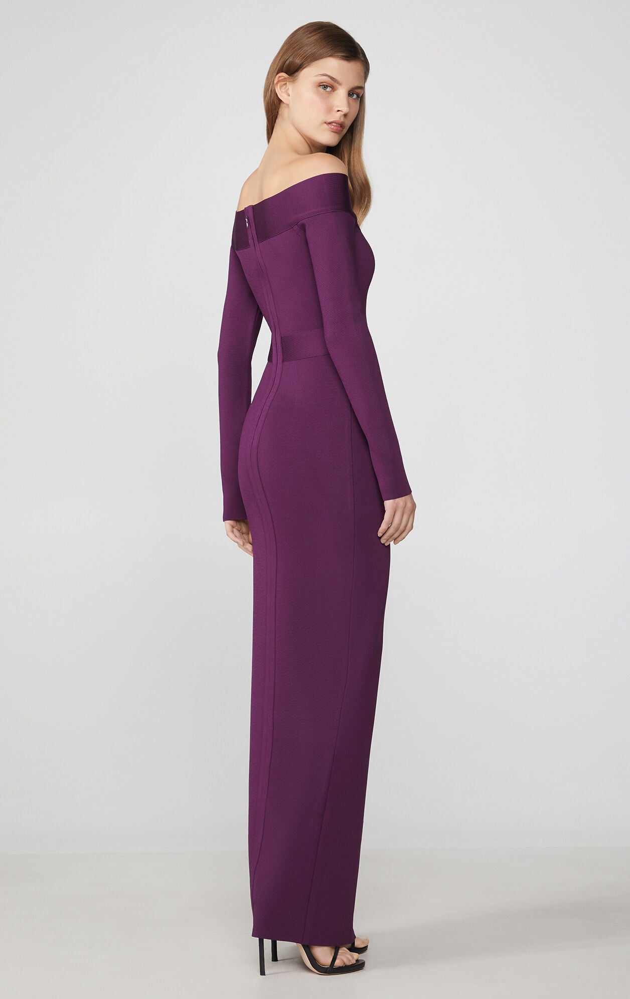 Off-The-Shoulder Long Sleeve Gown | Bordeaux