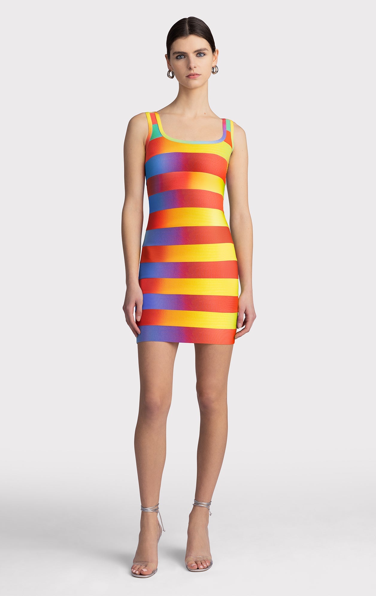 Rainbow Bandage Scoop Tank Mini Dress | Rainbow Multi