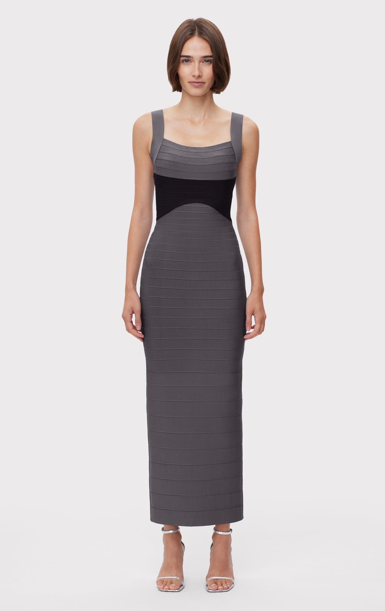 Colorblocked Bandage Gown | Iron Black