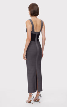 Colorblocked Bandage Gown | Iron Black