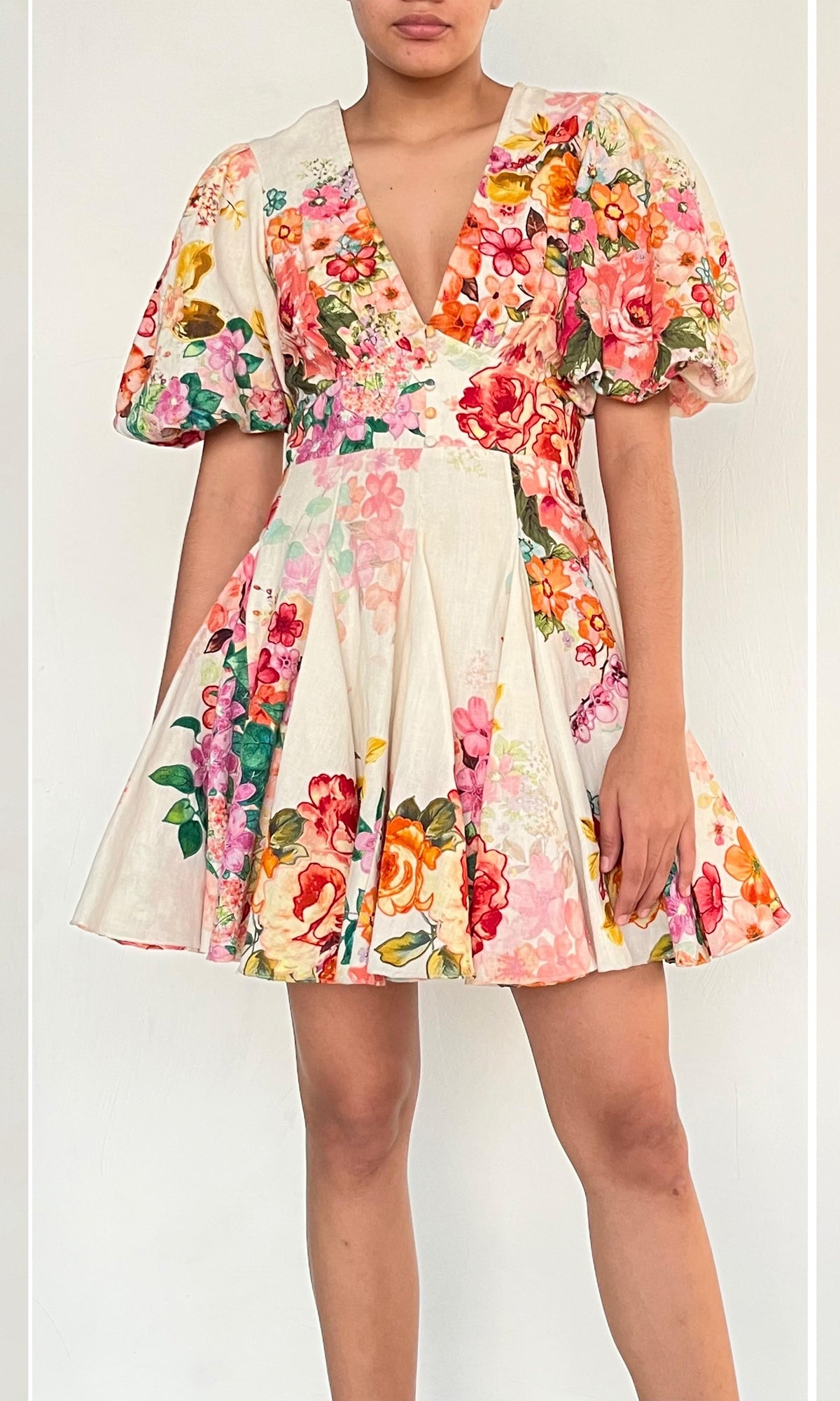 Womens | April Cotton Linen Short Dress | Pink