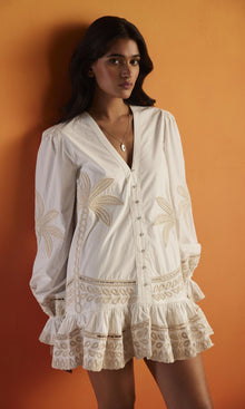 Hemant And Nandita | Ari Cotton Poplin Short Dress | White
