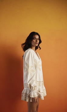 Hemant And Nandita | Ari Cotton Poplin Short Dress | White
