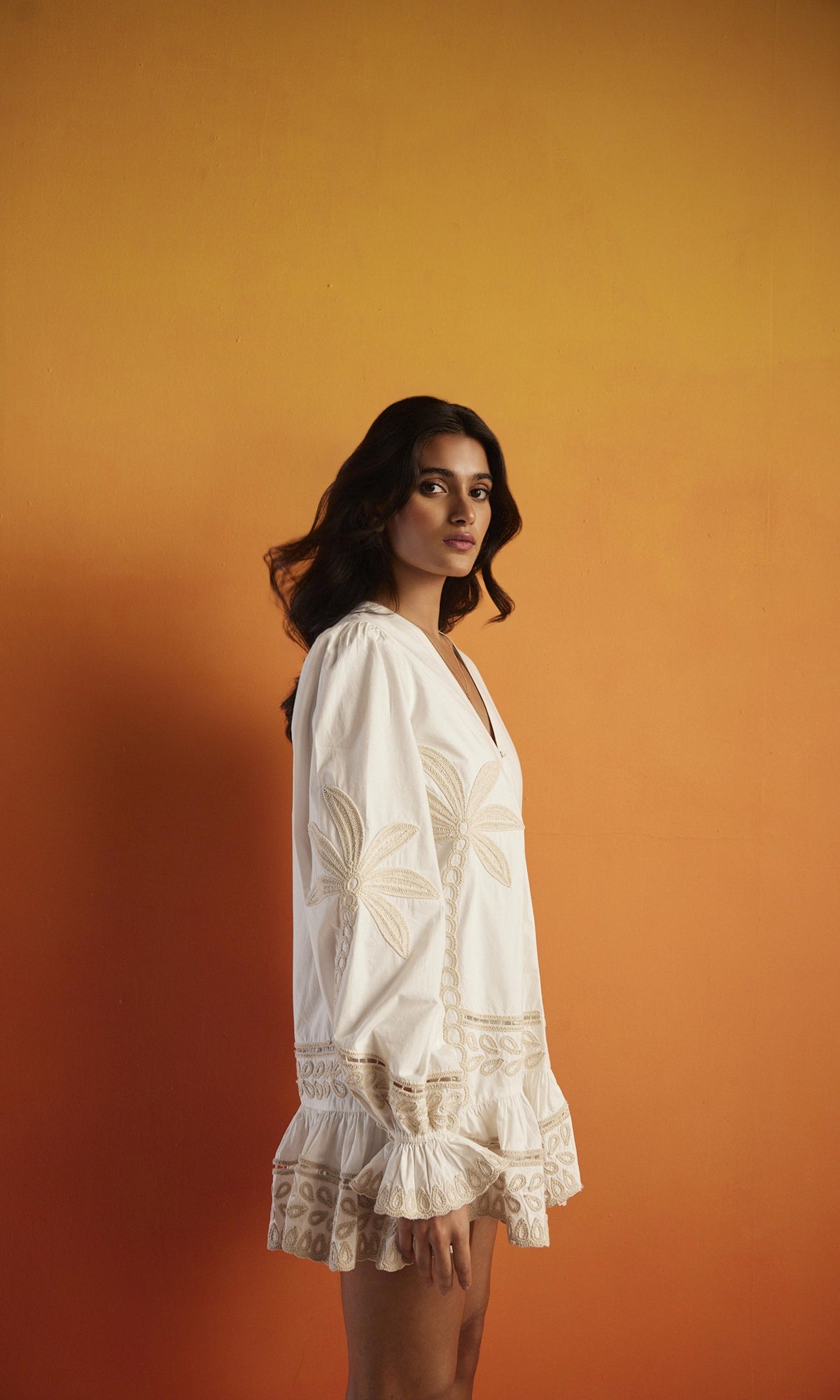Hemant And Nandita | Ari Cotton Poplin Short Dress | White