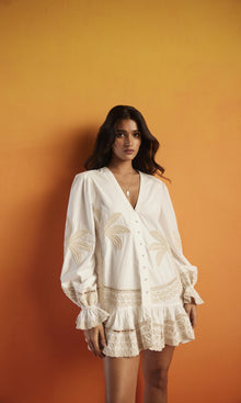 Hemant And Nandita | Ari Cotton Poplin Short Dress | White