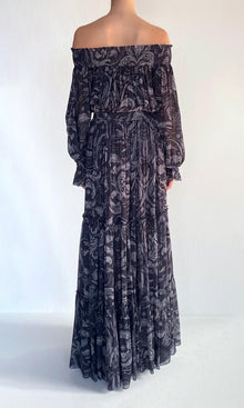 Hemant And Nandita | Atri Viscose Georgette Tiered Maxi Skirt | Grey