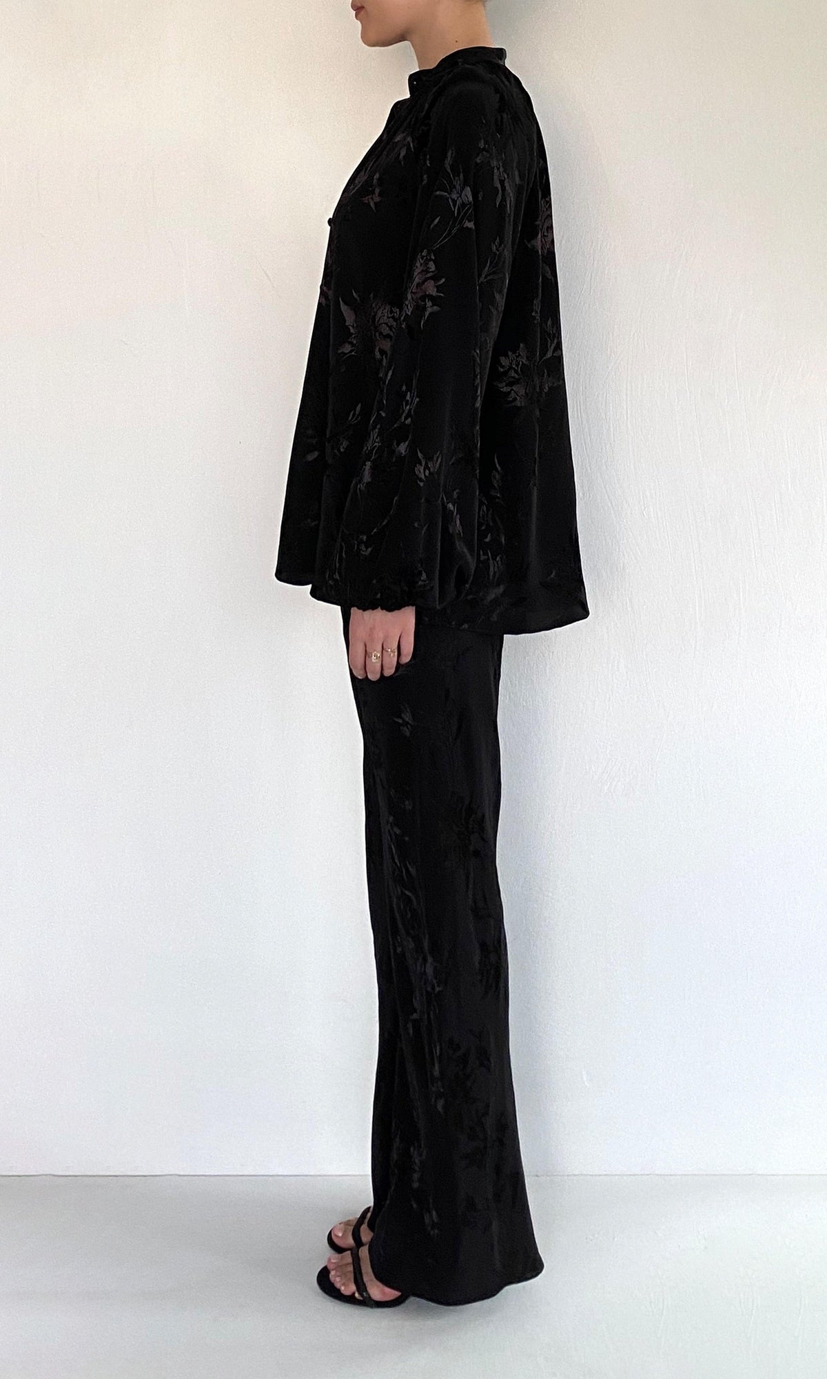 Hemant And Nandita | Aura Viscose Flower Jacquard Shirt | Black