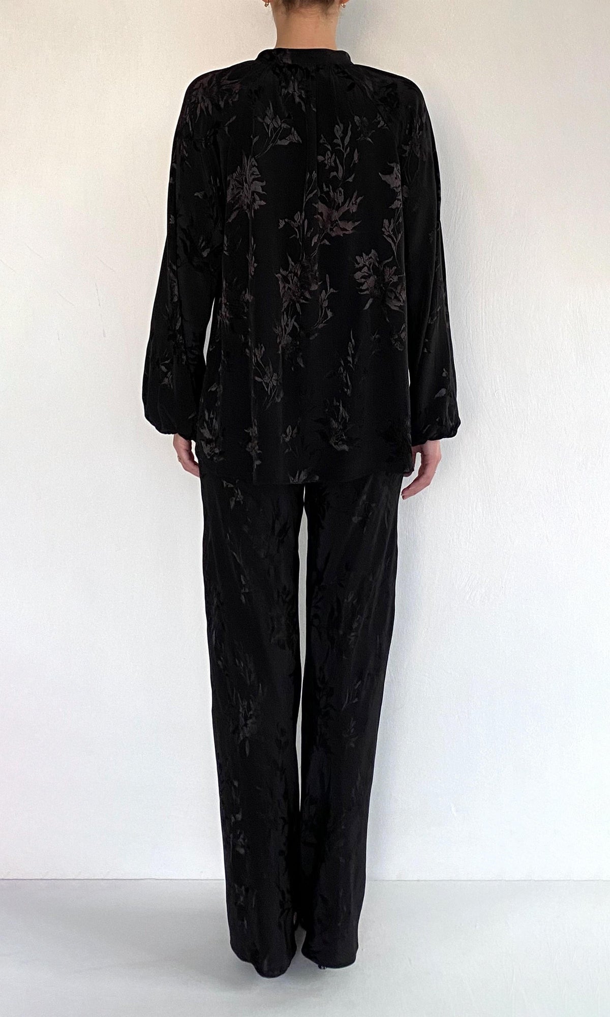 Hemant And Nandita | Aura Viscose Flower Jacquard Shirt | Black