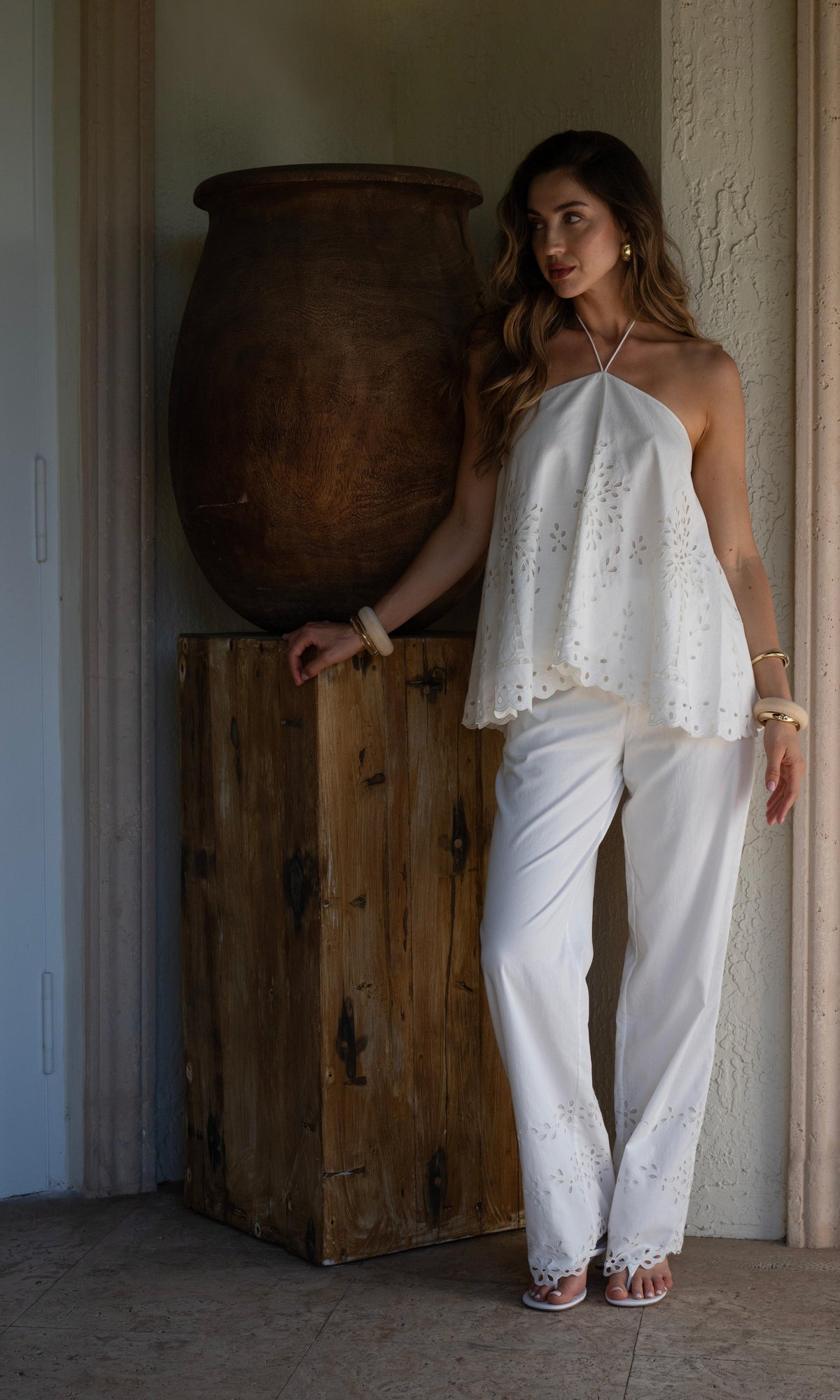 Hemant And Nandita | Bagh Cotton Handkerchief Halter Top | White
