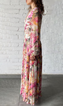 Hemant And Nandita | Charu Viscose Crinkle Chiffon Long Dress | Multicolor