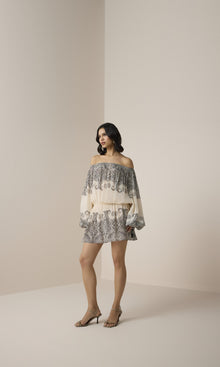 Womens | Chavi Viscose Crepe Slip On Mini Dress | Eggshell
