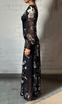 Hemant And Nandita | Dea Viscose Satin Long Dress | Black White