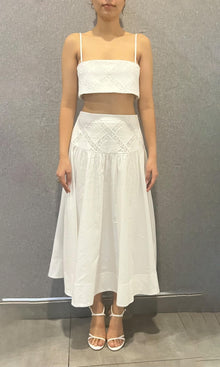 Hemant And Nandita | Dea Cotton Linen Midi Skirt | Ivory