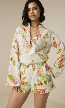 Hemant And Nandita | Dhun Linen Cotton Lace Shorts | Multi