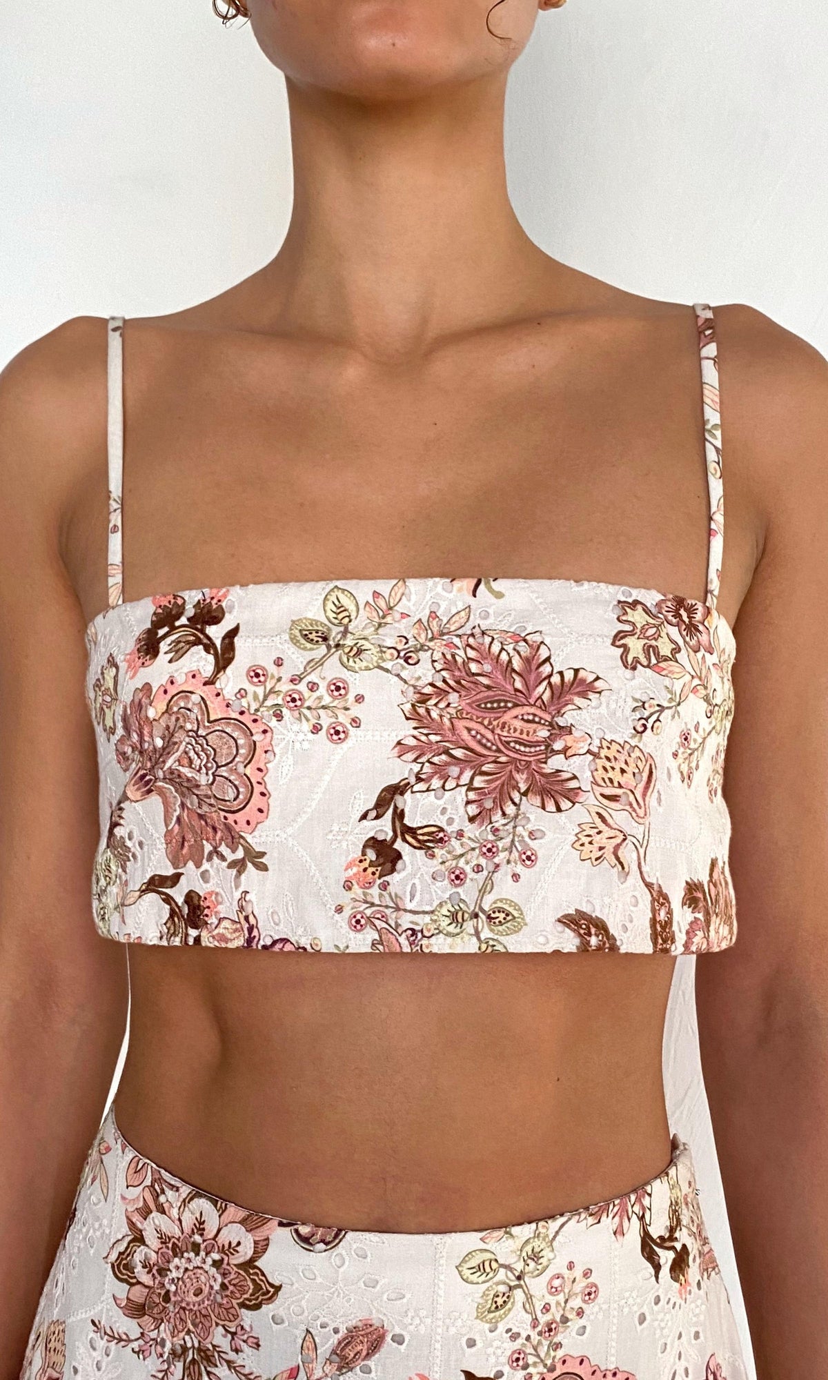 Hemant And Nandita | Diza Cotton Schiffli Bustier Top | White