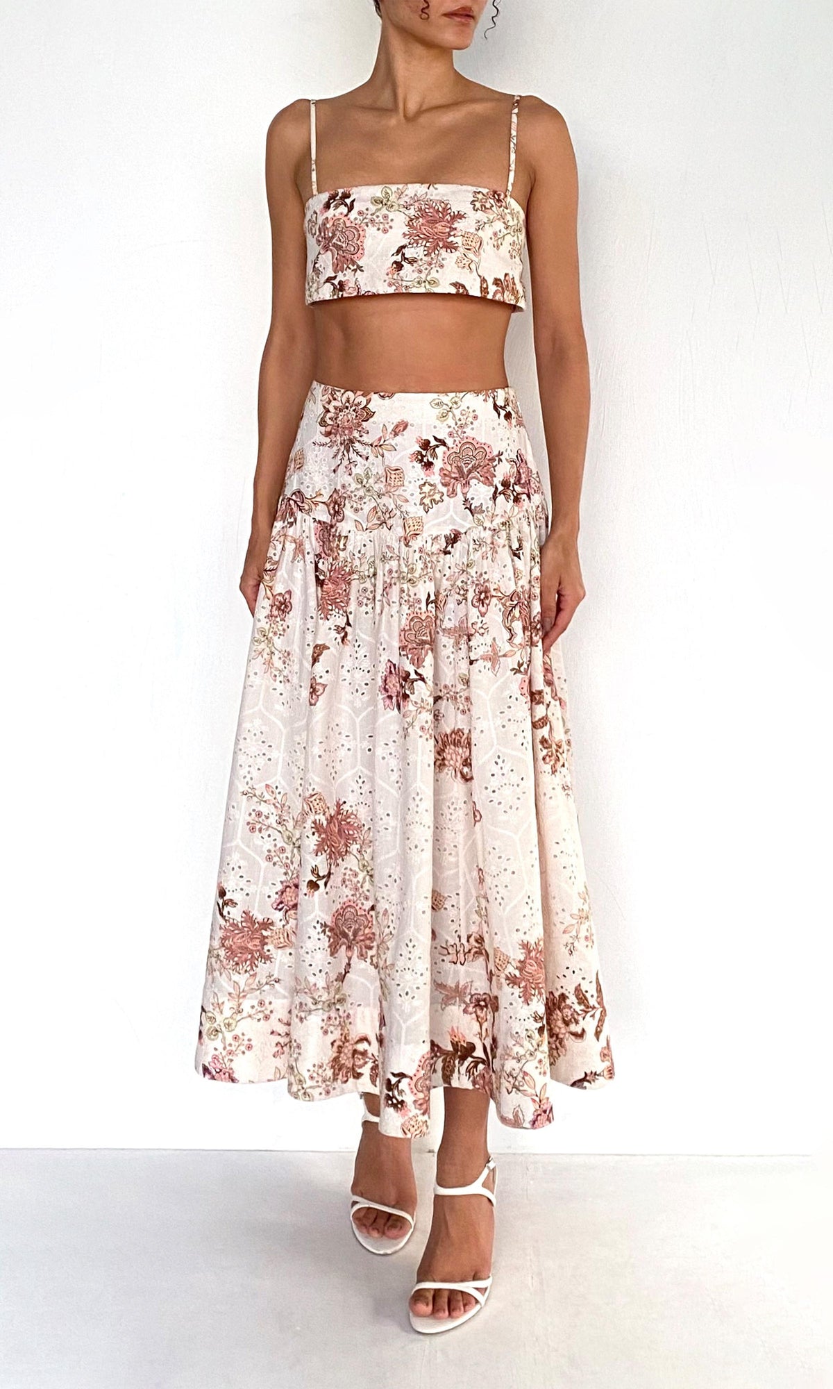 Hemant And Nandita | Diza Cotton Schiffli Bustier Top | White