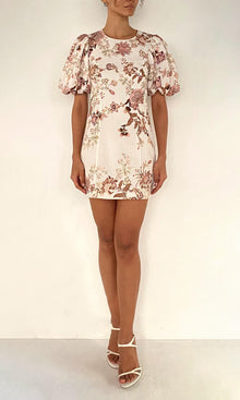 Hemant And Nandita | Diza Linen Cotton Mini Dress | White