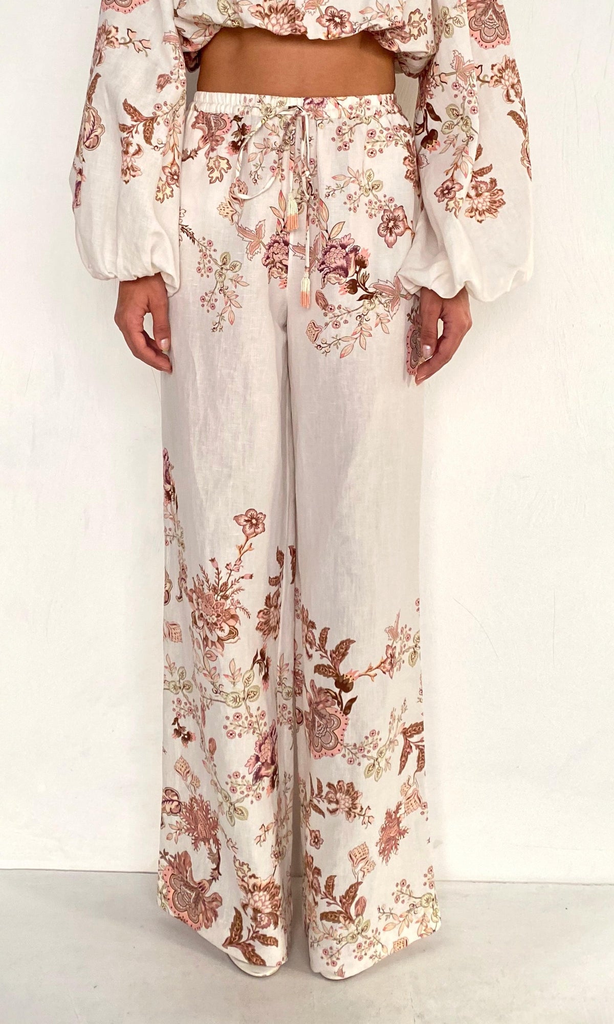 Hemant And Nandita | Diza Linen Cotton Pull On Pants | White