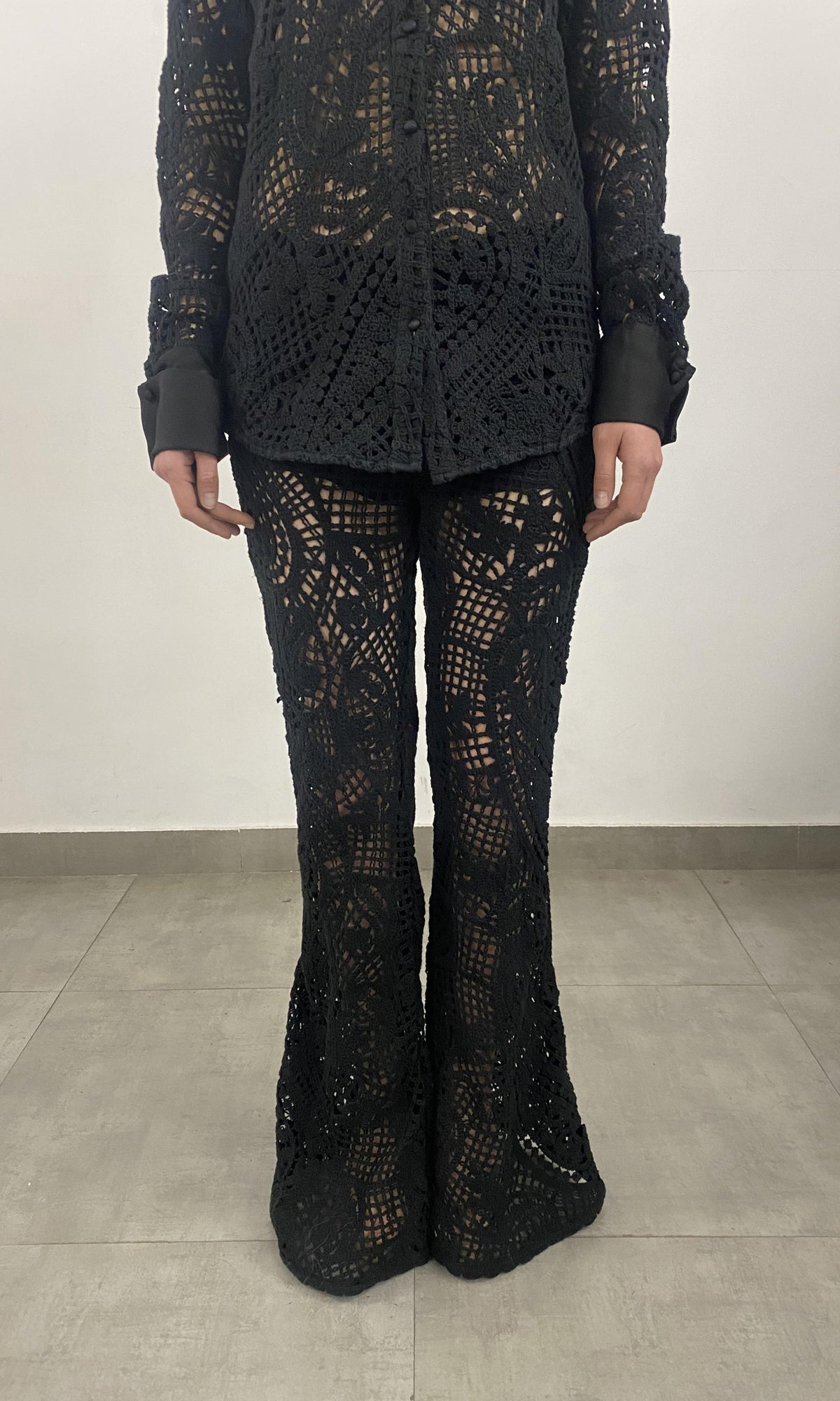 Hemant And Nandita | Dua Crochet Paisley Pants | Black