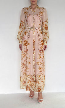 Hemant And Nandita | Elza Stripe Lurex Fabric Shirt Dress | Pink