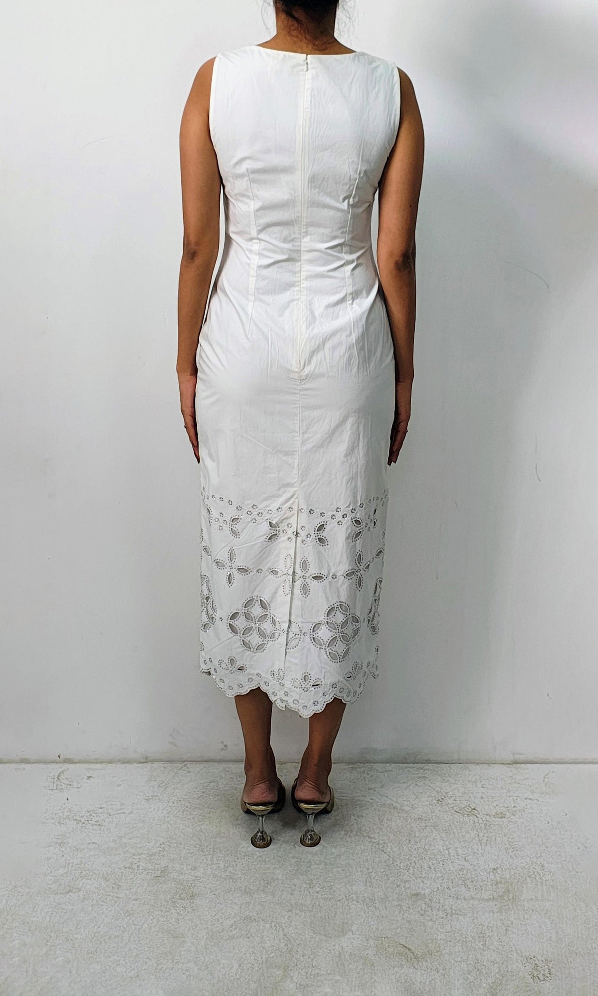 Hemant And Nandita | Inv Cotton Poplin Long Dress | White
