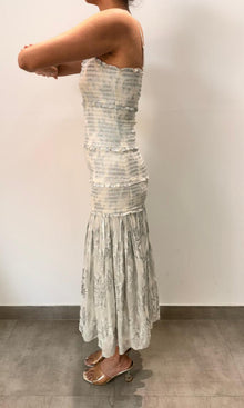 Hemant And Nandita | Inv Viscose Lurex Jacquard Long Dress | Grey