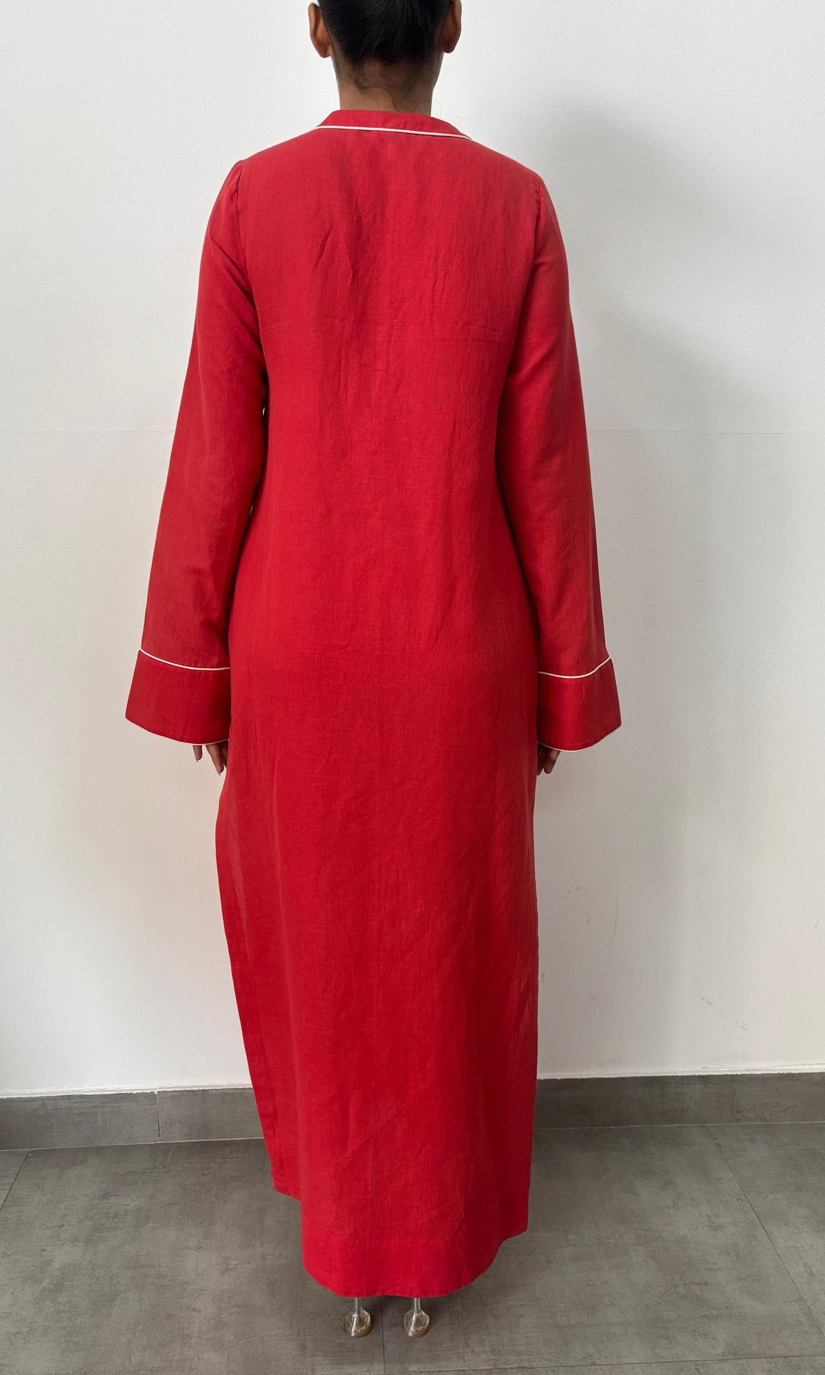 Womens | Inv Cotton Lilen Long Kaftan | Red