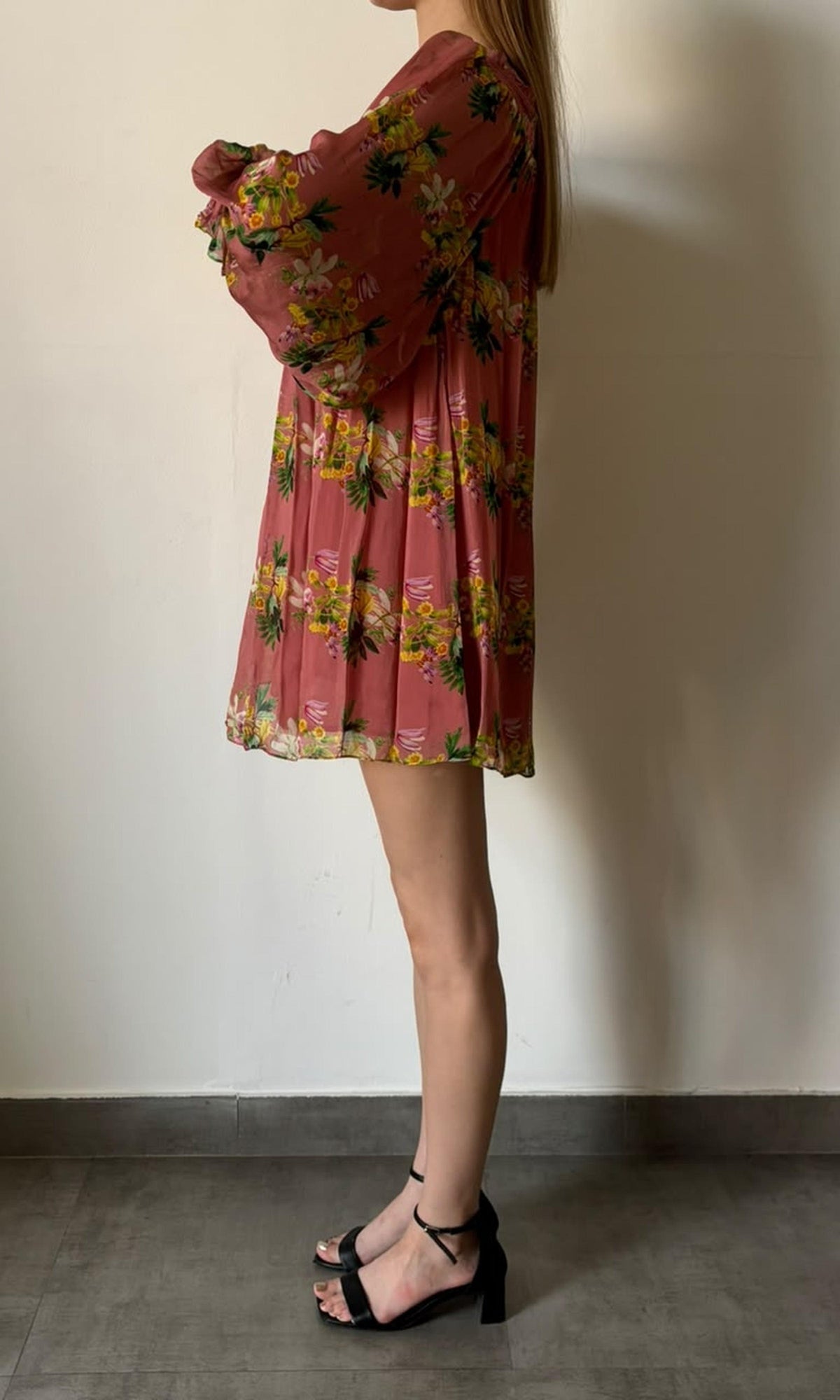 Womens | Inv Flat Chiffon Flowy Silhouette Short Dress | Peach