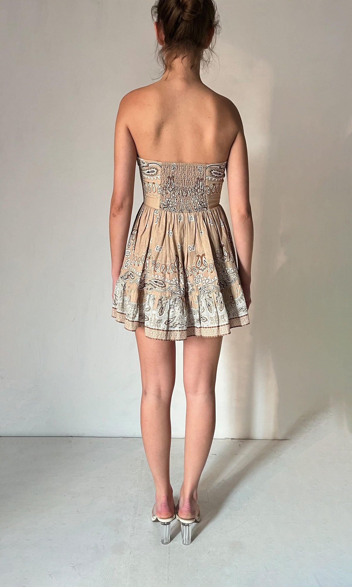 Hemant And Nandita | Inv Linen Cotton Short Dress | Beige