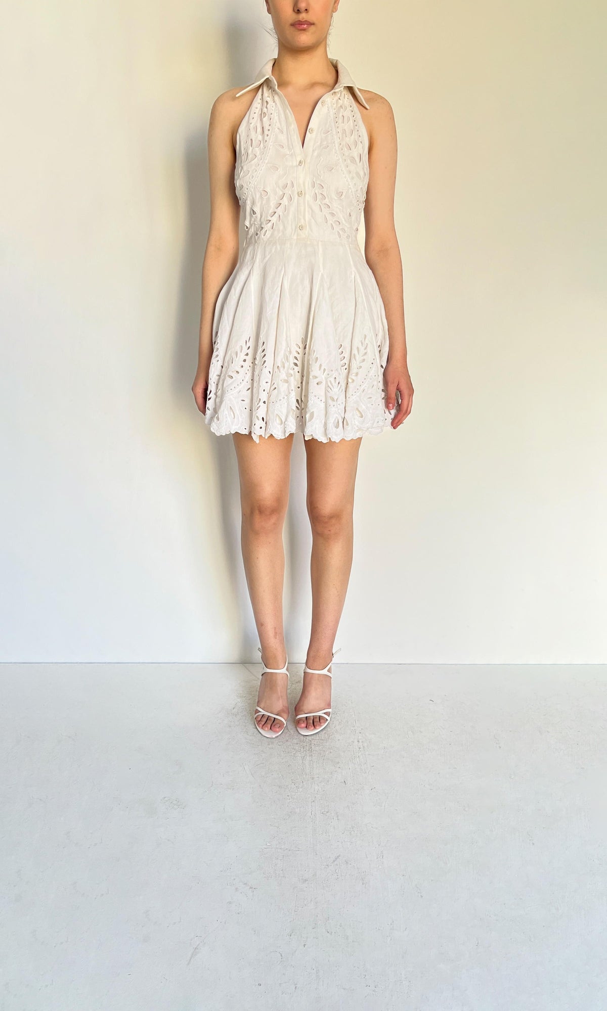 Hemant And Nandita | Inv Cotton Linen Short Dress | White