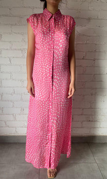 Hemant And Nandita | Inv Viscose Flat Chiffon Long Dress | Pink
