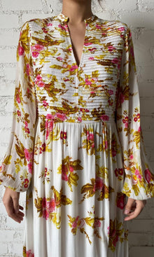 Hemant And Nandita | Inv Viscose Crepe Long Dress | White Multi