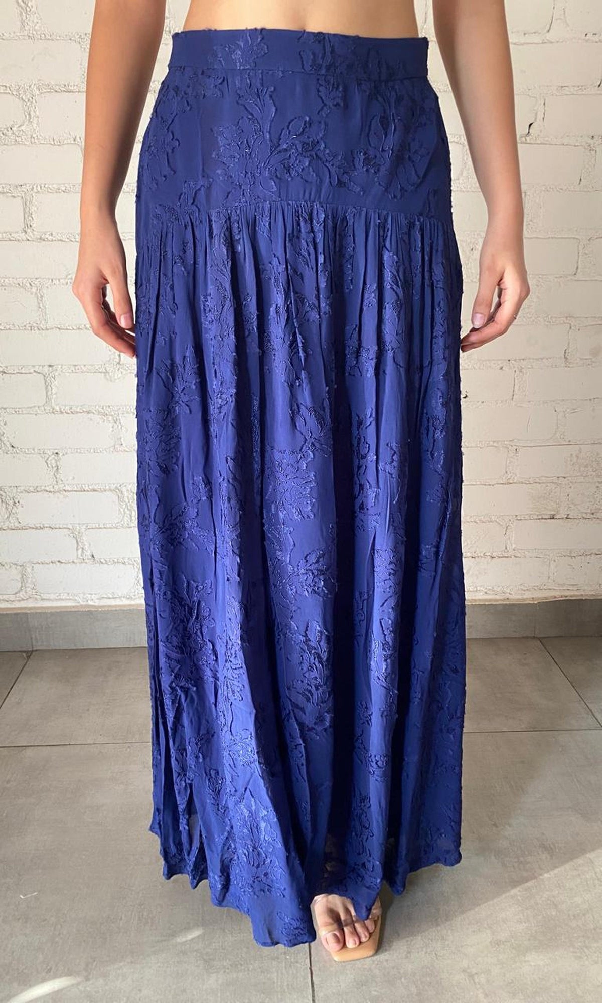 Womens | Inv Poplin Cotton Long Skirt | Blue