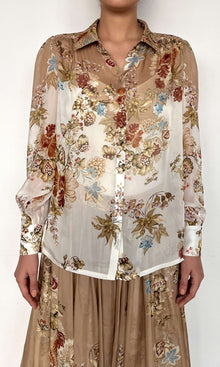 Womens | Inv Flat Chiffon Shirt | Brown Print