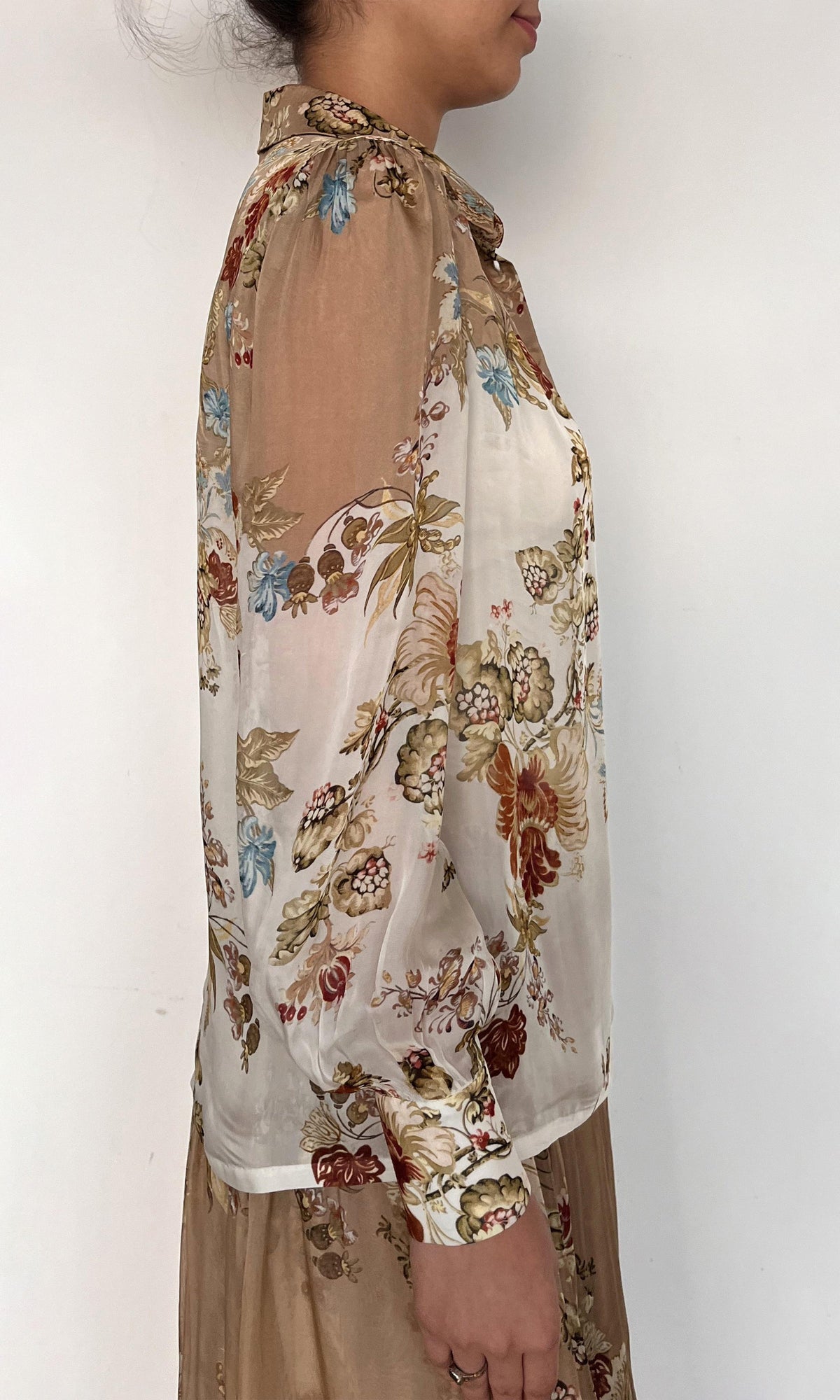 Womens | Inv Flat Chiffon Shirt | Brown Print