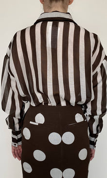 Hemant And Nandita | Inv Linen Cotton Shirt | Brown Stripe