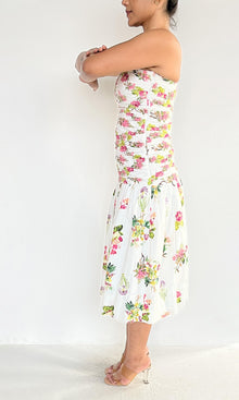 Hemant And Nandita | Inv Cotton Poplin Midi Dress | White Multi