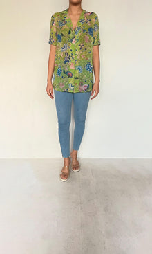 Womens | Inv Chiffon Lurex Rhea Shirt | Green