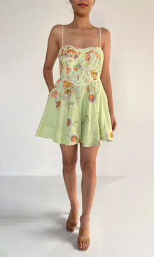 Hemant And Nandita | Inv Cotton Linen Short Dress | Green