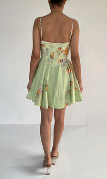 Hemant And Nandita | Inv Cotton Linen Short Dress | Green