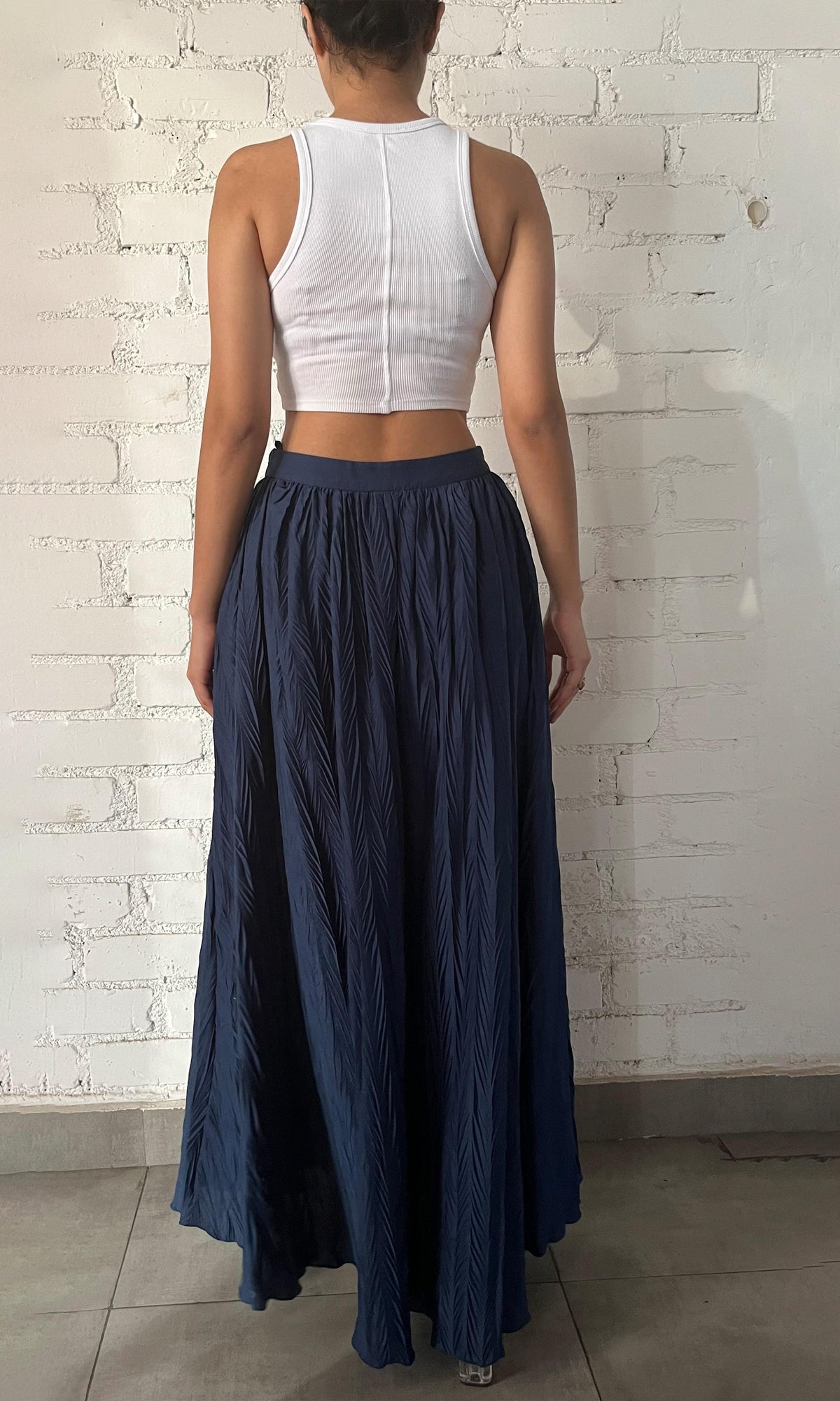 Womens | Inv Cotton Long Skirt | Blue
