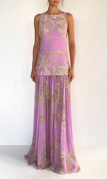Womens | Jiah Flat Chiffon / Heavy Crepe Low Armhole Maxi Dress | Lilac