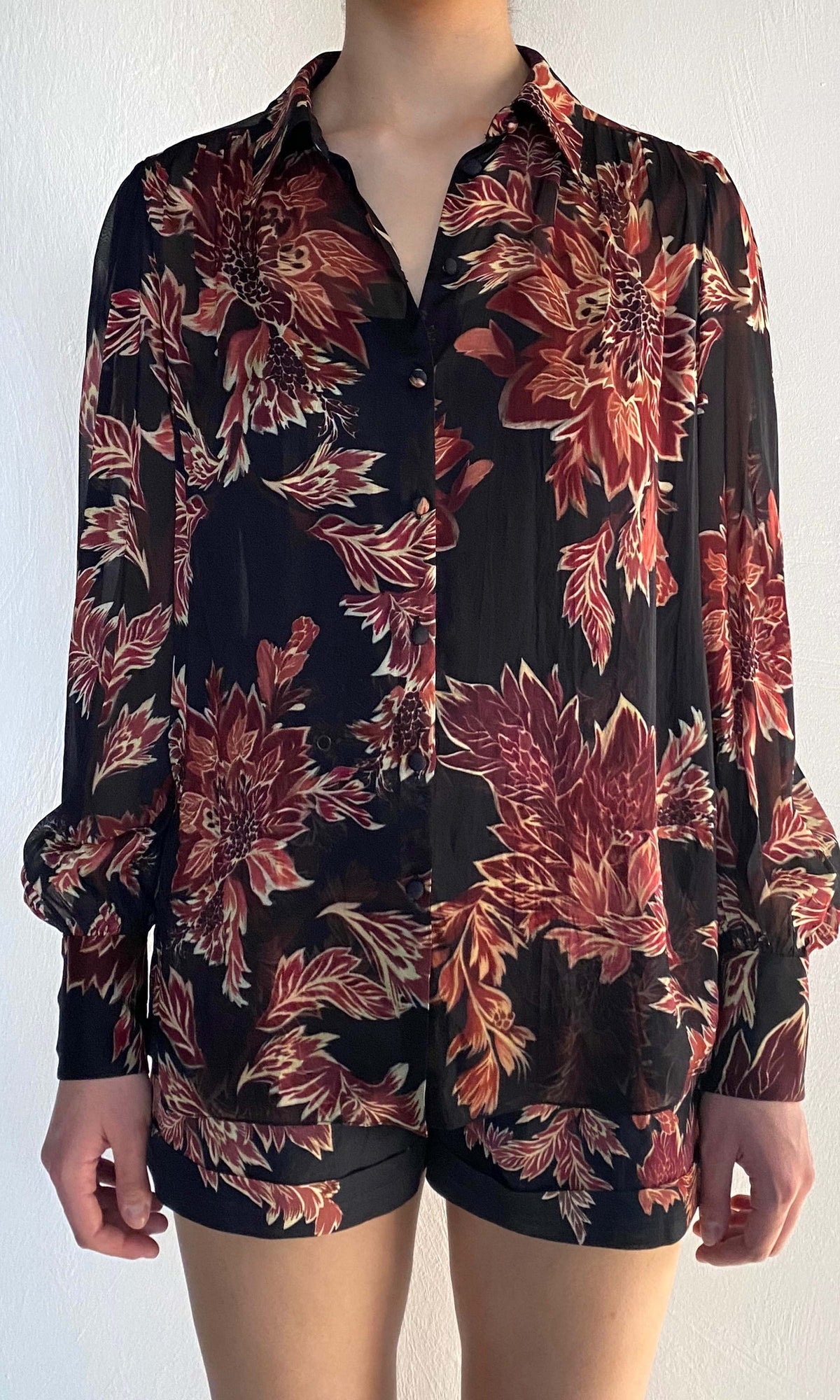Hemant And Nandita | Johi Viscose Flat Chiffon Shirt | Black