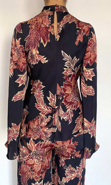 Hemant And Nandita | Johi Viscose Satin Mock Neck Bias Top | Black