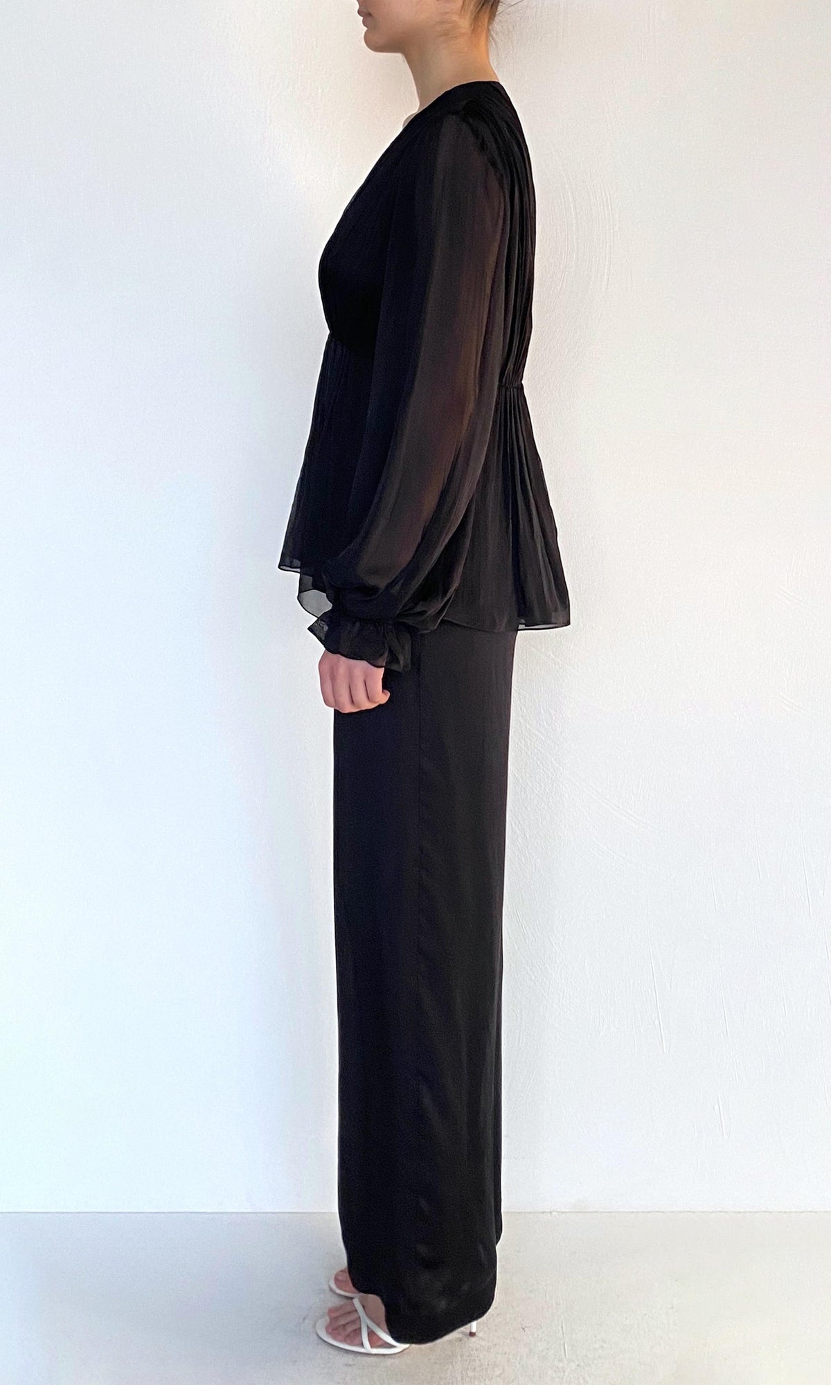 Hemant And Nandita | Johi Viscose Satin Straight Pants | Solid Black