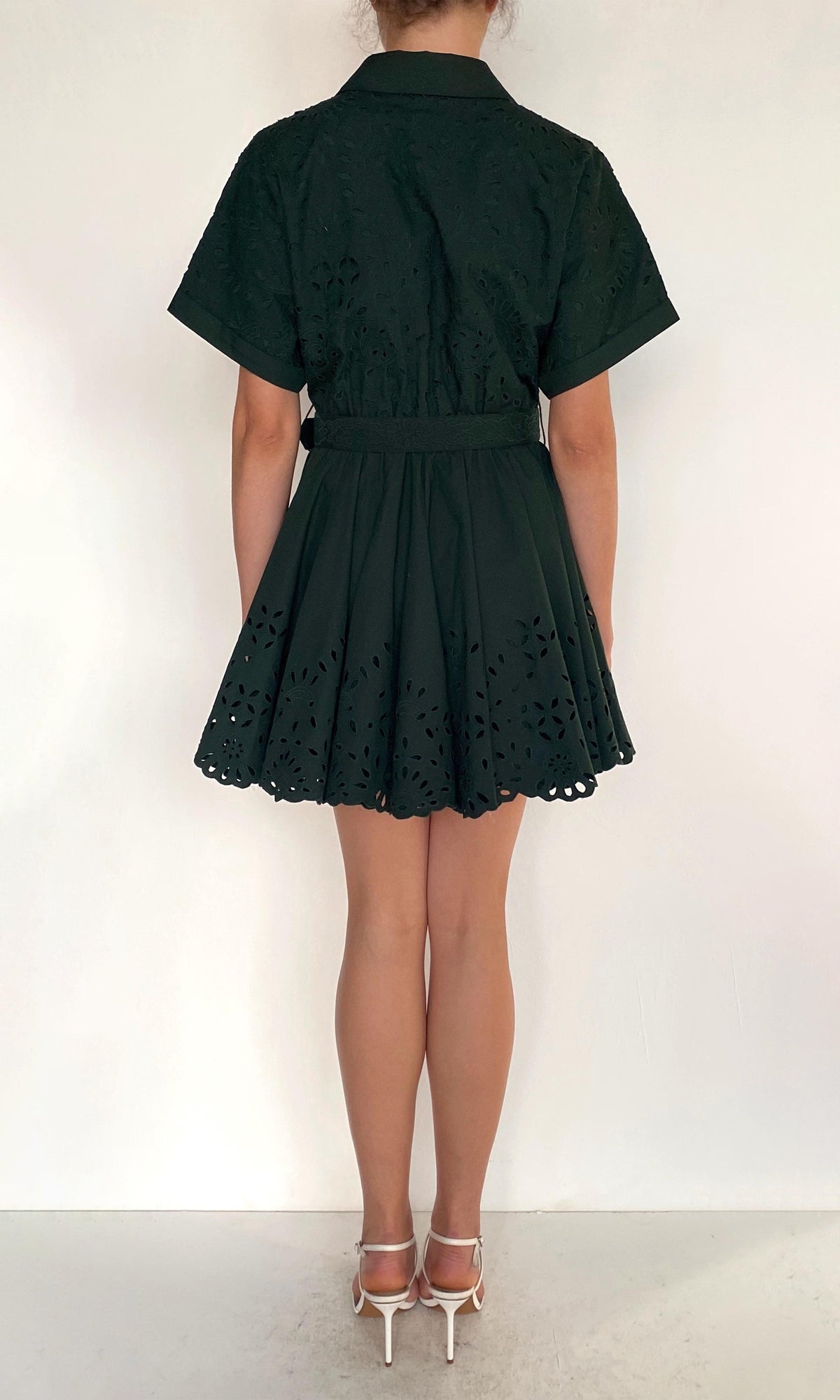 Womens | Kyna Cotton Poplin Collared Mini Dress | Green