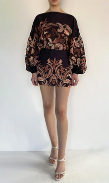 Hemant And Nandita | Lira Linen Cotton Mini Skirt | Brown