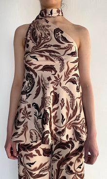 Womens | Lira Polyester Satin Bias Top With Sash | Eggshell